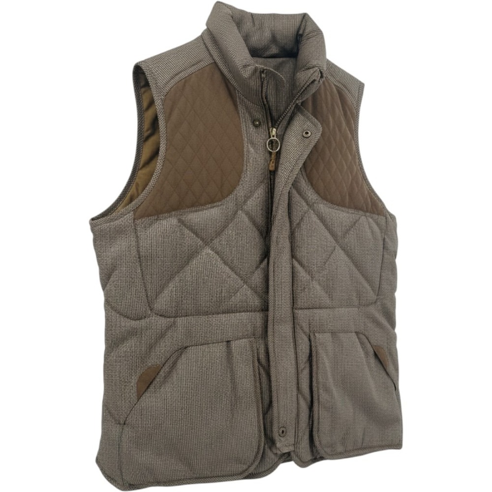 Eddie Bauer Sport Shop Quilted Vest XL Brown Houndstooth Full Zip